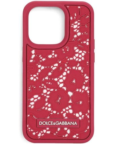 Dolce & Gabbana フローラルレース Iphone 14 Pro ケース - ピンク