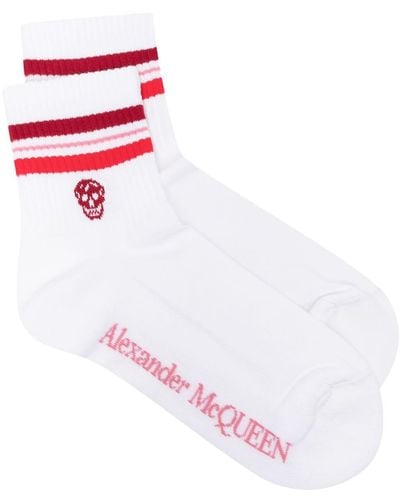 Alexander McQueen Socken mit Totenkopf - Rot