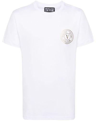 Versace T-shirt en coton à logo floqué - Blanc