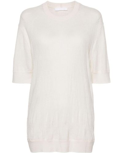 Helmut Lang Crushed-effect Short-sleeve Jumper - White