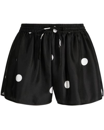 Cynthia Rowley Polka-dot Drawstring Silk Shorts - Black