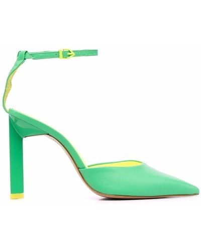 SCHUTZ SHOES Pointed Leather Court Shoes - Green