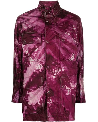 Stain Shade Tie Dye-print Multi-pockets Jacket - Purple