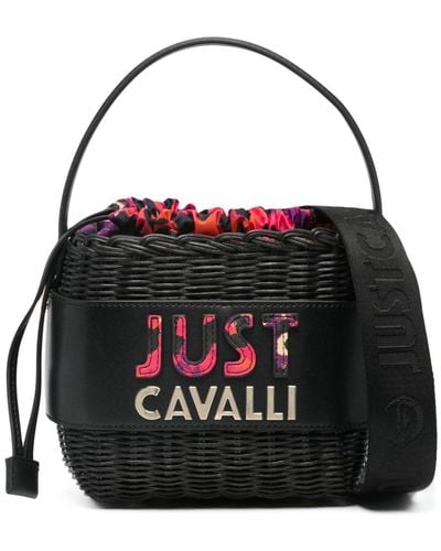 Just Cavalli Sac cabas à logo embossé - Noir