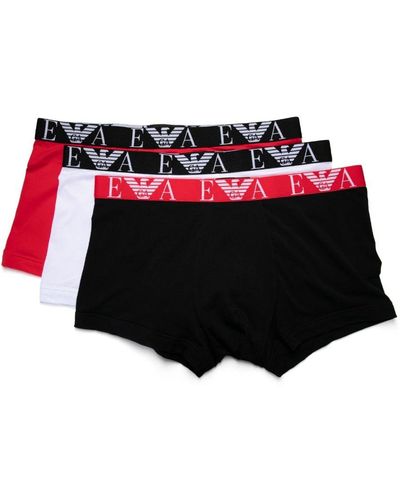 Emporio Armani Set aus drei Shorts mit Logo-Print - Rot