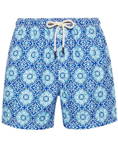 Peninsula Filicudi Mediterranean-pattern Swim Shorts - Blue