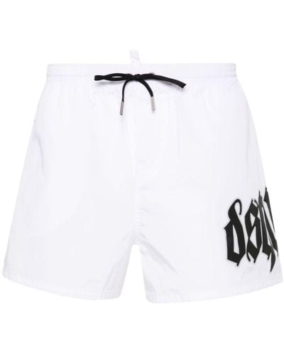 DSquared² Gothic Logo-print Swim Shorts - White