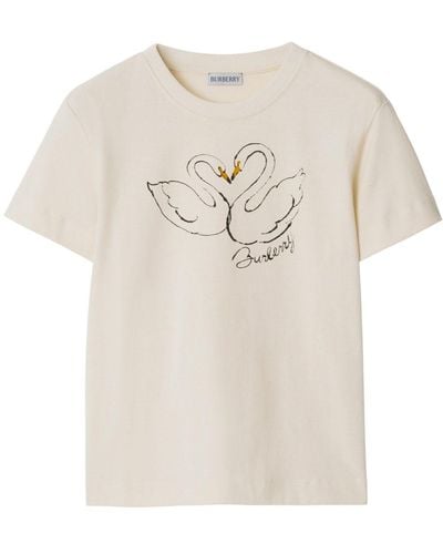Burberry Boxy Swan Cotton T-shirt - White