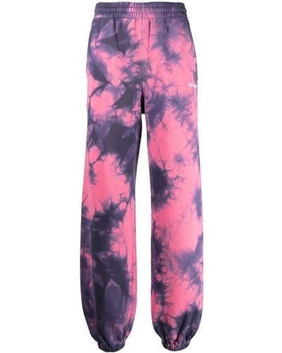 Off-White c/o Virgil Abloh Pantaloni sportivi Diag-Stripe con fantasia tie dye - Rosa