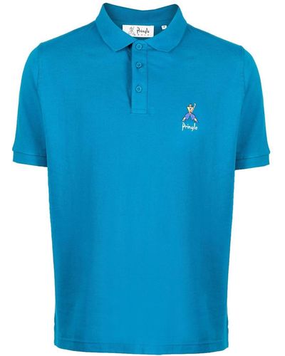 Pringle of Scotland Poloshirt Met Print - Blauw