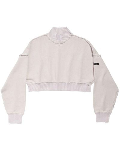 Balenciaga Cropped Sweater Met Logo-applicatie - Wit