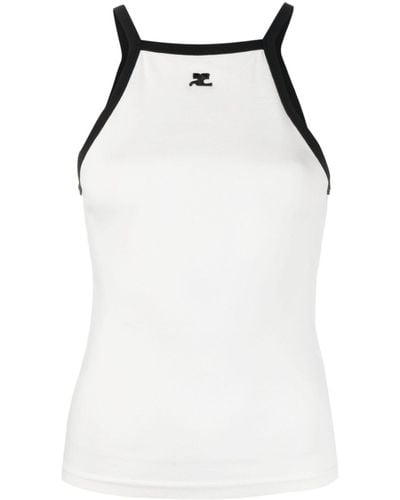Courreges Logo-embroidered Cotton Tank Top - White