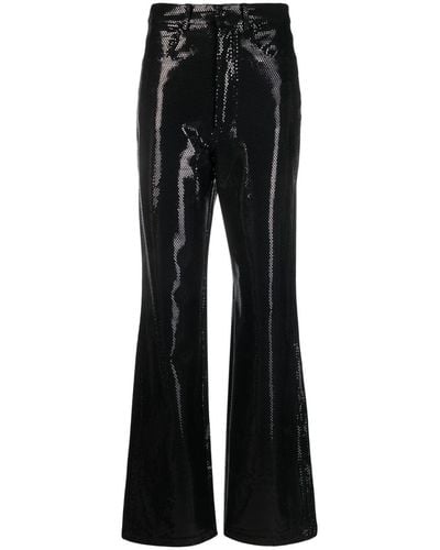 ROTATE BIRGER CHRISTENSEN Foil Jersey Straight-leg Trousers - Black