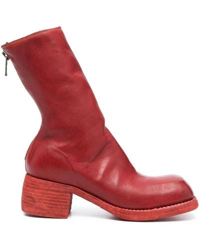 Guidi Rear-zip Horse Leather Boots - Red