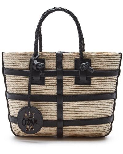 Altuzarra Mini Watermill Raffia Tote Bag - Black