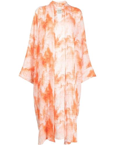 Bambah V Neck Kimono Set - Orange