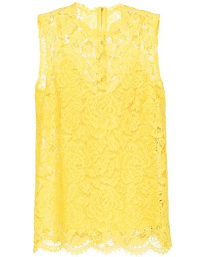 Dolce & Gabbana Top con encaje floral - Amarillo