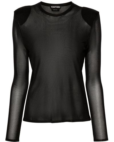 Tom Ford Semi-sheer Jersey-knit T-shirt - Black