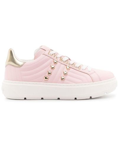 Love Moschino Sneakers mit Nieten - Pink