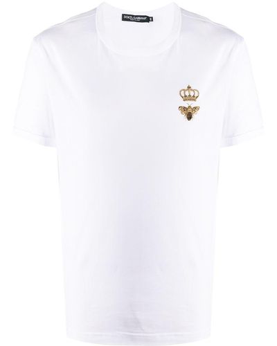 Dolce & Gabbana Camiseta con bordado de abeja y corona - Blanco