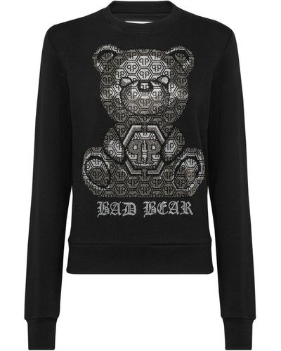 Philipp Plein Sweater Met Teddybeerprint - Zwart