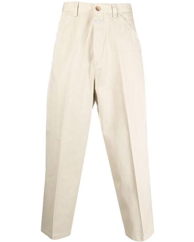 Closed High-waisted Tapered Pants - Natural