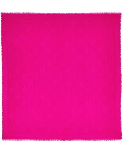 Jimmy Choo Emani Monogram-jacquard Silk-blend Scarf - Pink