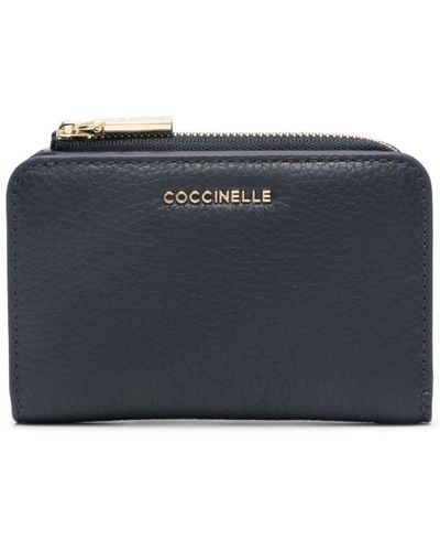 Coccinelle Small Metallic Soft Leather Wallet - Blue