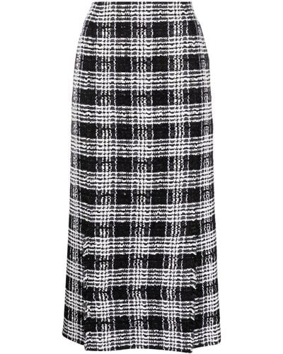 Thom Browne Check-pattern Calf-length Skirt - Black