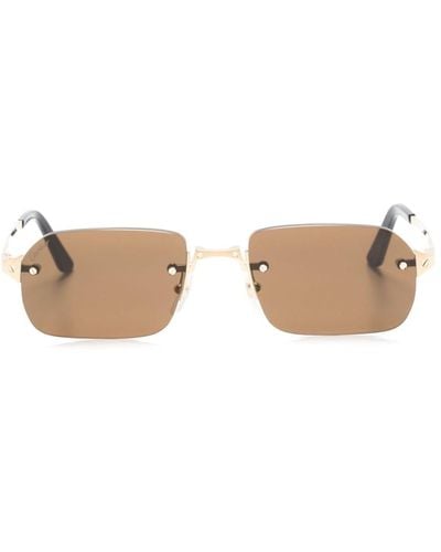 Cartier Rectangle-frame Rimless Sunglasses - Metallic