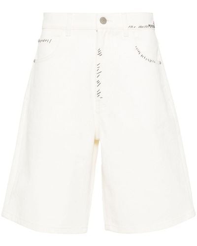 Marni Pantalones vaqueros cortos con logo bordado - Blanco