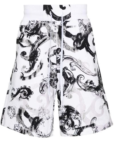 Versace Joggingshorts mit Watercolour Couture-Print - Weiß