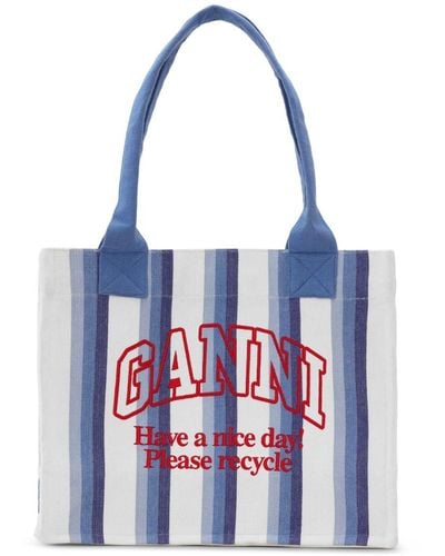 Ganni ストライプ ハンドバッグ - ホワイト