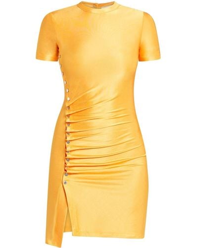 Rabanne Stud-detailed Short-sleeve Minidress - Yellow