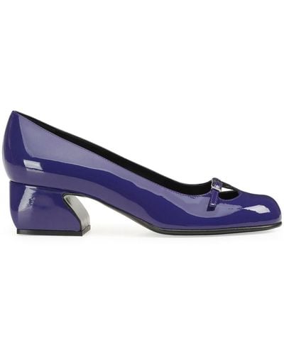 Sergio Rossi Si Rossie 45mm Leather Court Shoes - Blue