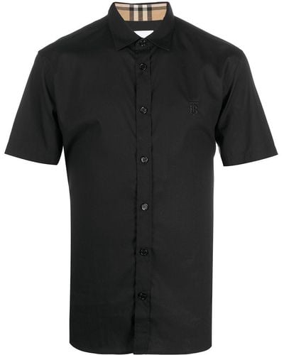 Burberry Overhemd Met Geruite Afwerking - Zwart