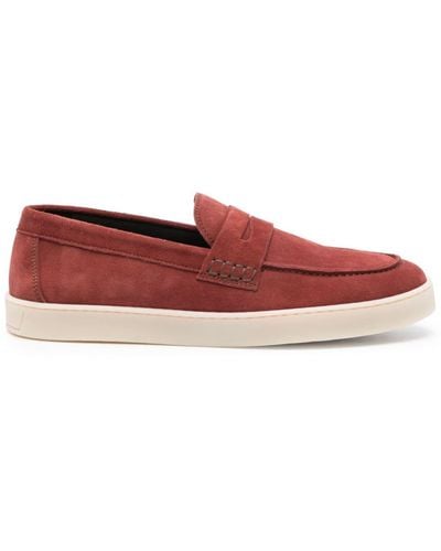 Canali Penny-slot Suede Loafers - Red
