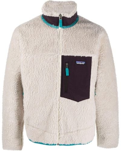 Patagonia Contrasting-pocket Faux-shearling Jacket - White