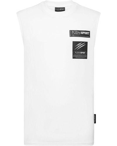 Philipp Plein Débardeur en coton à logo imprimé - Blanc