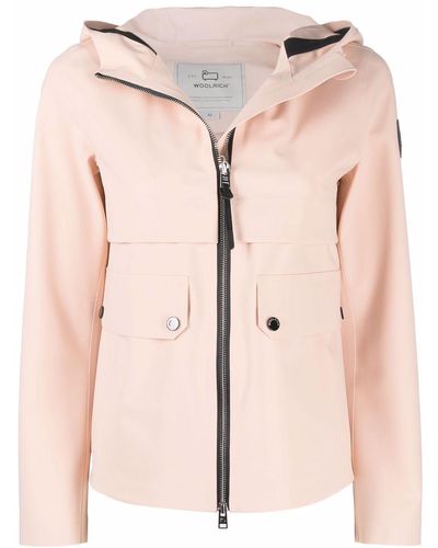 Woolrich Logo-patch Hooded Zip-front Jacket - Pink