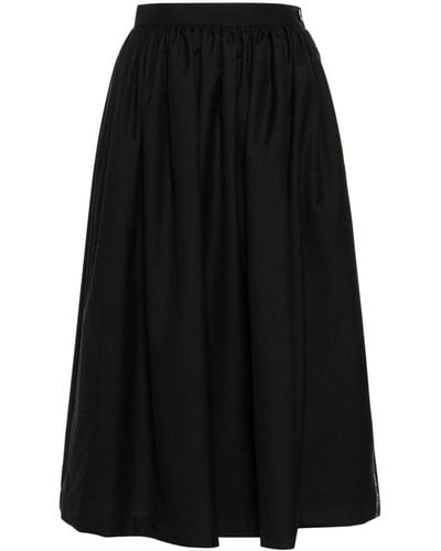 Comme des Garçons Wool Pleated Midi Skirt - Black
