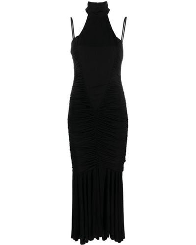 Versace Ruched Halterneck Maxi Dress - Black