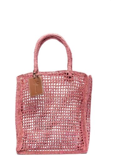 Manebí Woven Raffia Tote Bag - Pink