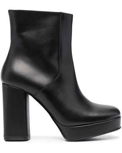 P.A.R.O.S.H. Platform Leather Ankle Boots - Black