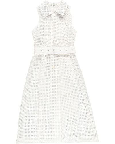 Sacai Grid-lace Midi Dress - White