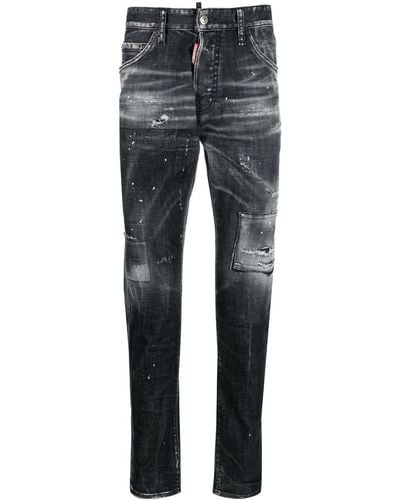 DSquared² 1964 distressed slim-cut jeans - Azul