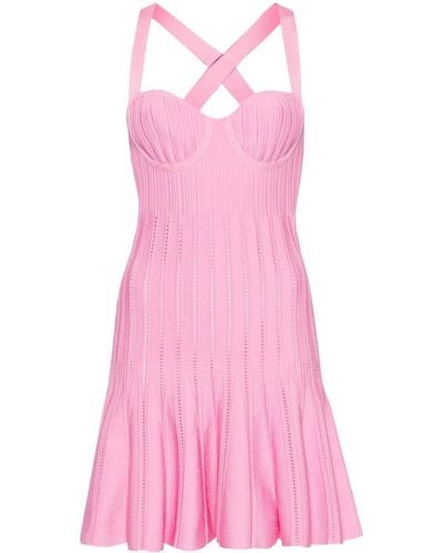 Roberto Cavalli Rc-plaque Knitted Minidress - Pink