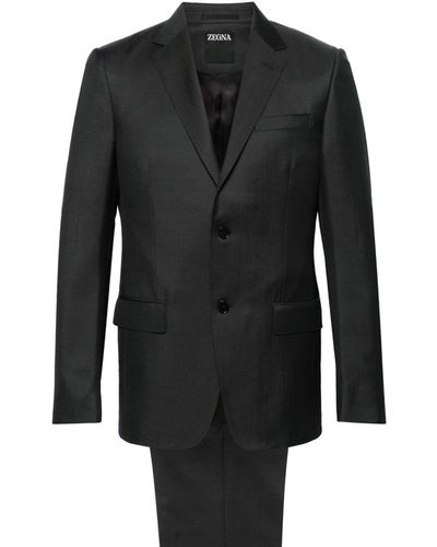 Zegna Single-breasted Wool-blend Suit - Black