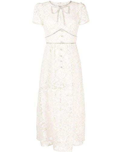 Self-Portrait Floral-lace Midi Dress - White