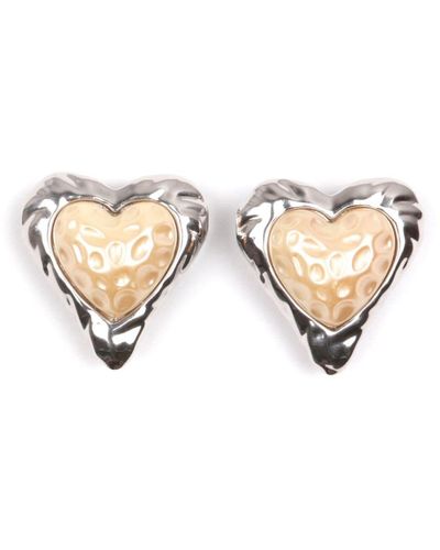 Julietta Heart Clip-on Stud Earrings - Natural